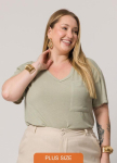 Lisamour – Blusa Decote V de Manga Curta Verde