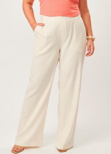 Lisamour – Calça em Plano Sarja Viscolinho Bege