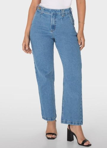 Malwee – Calça Azul Straight Cropped Jeans