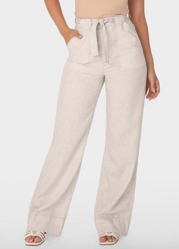 Malwee – Calça Off White Alfaiataria Cintura Alta