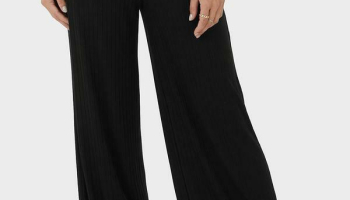 Malwee – Calça Preto Wide Leg Canelada