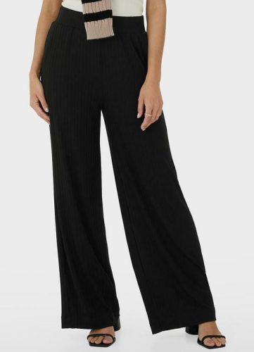 Malwee – Calça Preto Wide Leg Canelada
