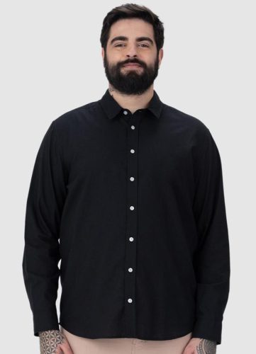 Malwee – Camisa Masculina Tradicional em Tricoline Preto