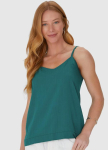 Malwee – Regata Decote V Alça Fina em Viscolinho Verde