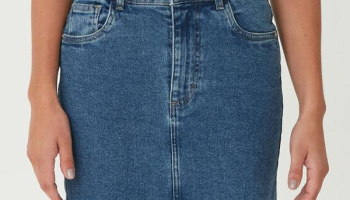 Malwee – Saia Curta Jeans Cintura Alta Azul