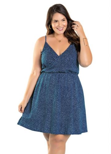 Marguerite – Vestido com Alças Transpassado Plus Size Poá