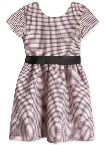 Marisol – Vestido Xadrez Manga Curta Infantil Rosa