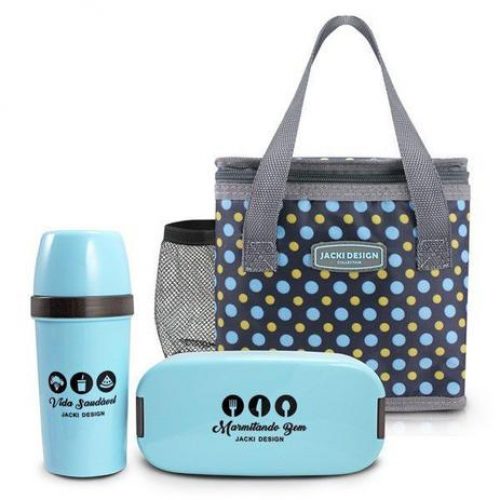 Kit 3 Peças de Marmita, Garrafa, e Bolsa Térmica – Jacki Design
