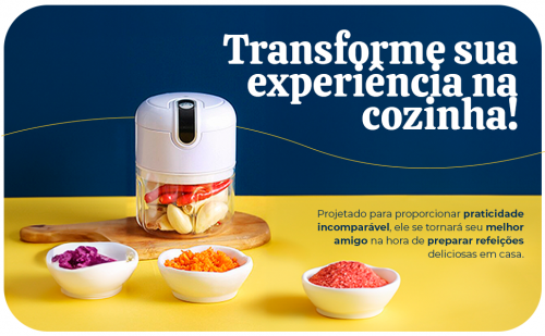 Mini Processador Alimentos Elétrico 250ml Sem Fio – Tritura Alho, Pimenta, Frutas e Legumes – Praticidade na Cozinha Diária – PARRON (Branco)