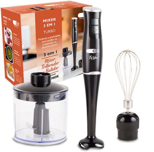 Mixer Turbo 3 Em 1 200w Triturador E Fuet 220v Oz Cor Preta