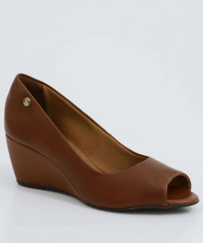 Peep Toe Feminino Anabela Textura Croco Bottero