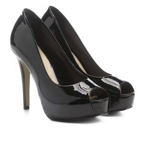 PEEP TOE SHOESTOCK MEIA PATA VERNIZ – PRETO