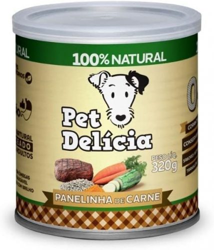 Pet Delícia Natural Fácil Digestão Panelinha de Carne 320g Pet Delícia Raça Adulto, Sabor Carne 320g