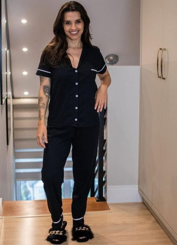 Piante Pijamas – Pijama Americano Manga Curta com Calça Preto