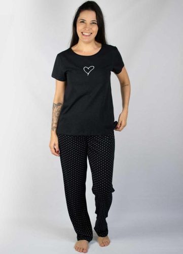 Piante Pijamas – Pijama Manga Curta Algodão Coração Preto