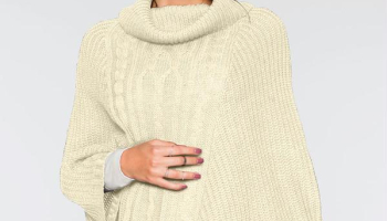 Poncho de Tricô Bege