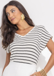Quintess – Blusa Listrada em Malha de Viscose
