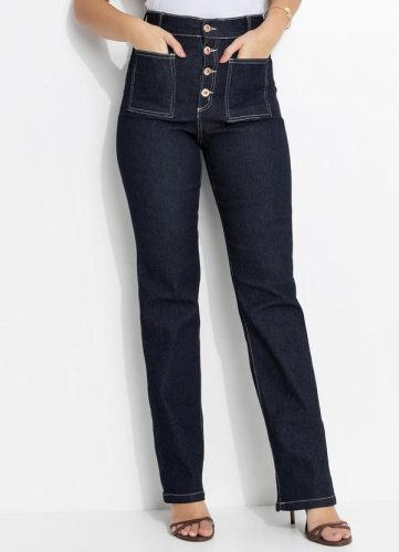 Quintess – Calça Jeans Escuro em Jeans