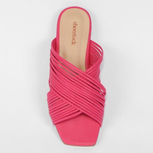Rasteira Shoestock Bico Quadrado Tirinhas – Pink