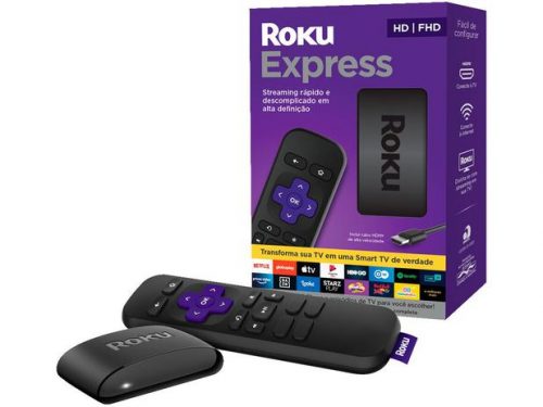 Roku Express Streaming Player Full HD – com Controle Remoto e Cabo HDMI