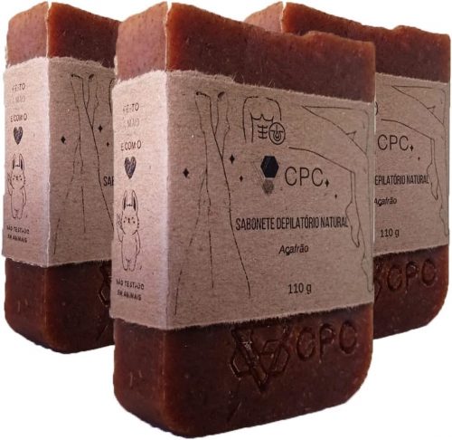Sabonete Artesanal de Açafrão Depilatório Natural 110g – 3 Unidades