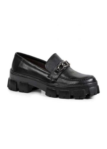 Sandro Moscoloni – Sapato Feminino Mocassim Tratorado em Couro Caroline Preto Black