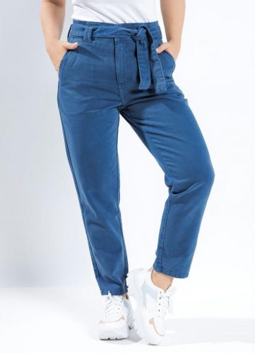 Sawary Jeans – Calça Azul Mom Jeans com Faixa Grátis Sawary