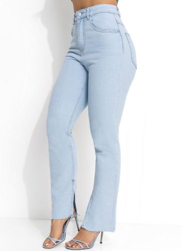 Sawary Jeans – Calça Jeans Clara Reta com Fendas Sawary