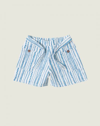 SHORTS SARJADO LISTRADO COM AMARRAÇÃO MENINA MALWEE KIDS BRANCO