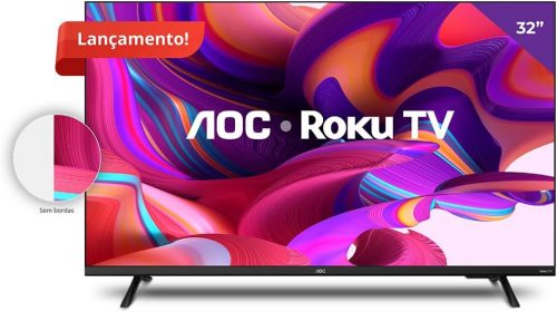 Smart TV LED 32″ HD AOC 32S5135/78G – Design sem bordas, Wifi, Conversor Digital, USB, HDMI