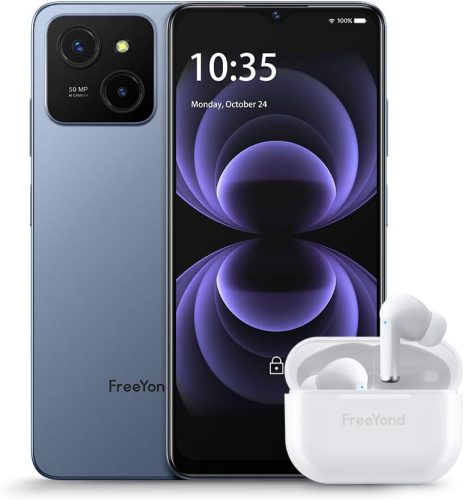 Smartphone 8+8GB+256GB Android 13 Dual Sim, FreeYond M5A FHD+6.56″ Mostrador, Bateria 5000 mAh Celular tectoy, Main Camera 50MP+8MP Ultra Grande Angular+8MP Selfie Telefone(versão global) (Azul)