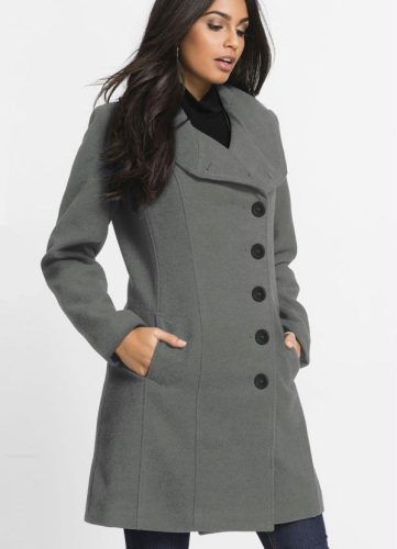 Sobretudo com Bolsos Cinza