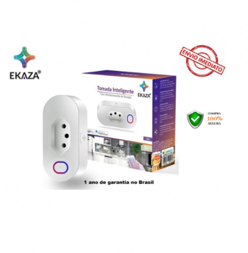 Tomada Inteligente Ekaza WIFI Smart Home 16A com Monitoramento de Energia APP Automação Residencial