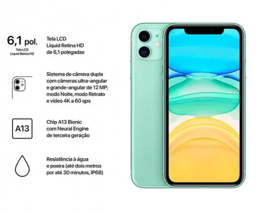 iPhone 11 Apple 64GB Verde 6,1” 12MP iOS