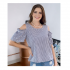 Blusa Feminina Blusinha Manga Curta com Renda Estampada Moda Evangélica Social Executiva