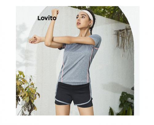 Kit Lovito Roupa Esportiva Secagem Rápida Tecido Cintura Alta