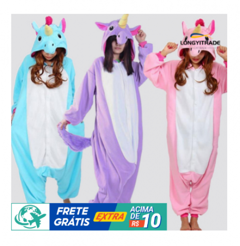 Unisex Unicórnio Dos Desenhos Animados Forma Pijamas Animais Traje Cosplay Sleepwear Roupas