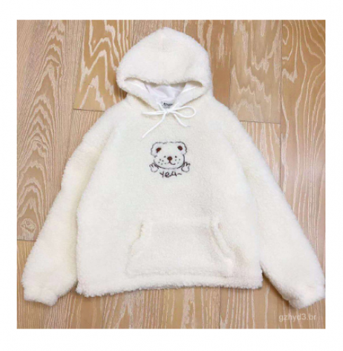 Urso Fofo Bordado Com Laço De Corda De Pelo Cia Com Capuz E Blusa De Veludo