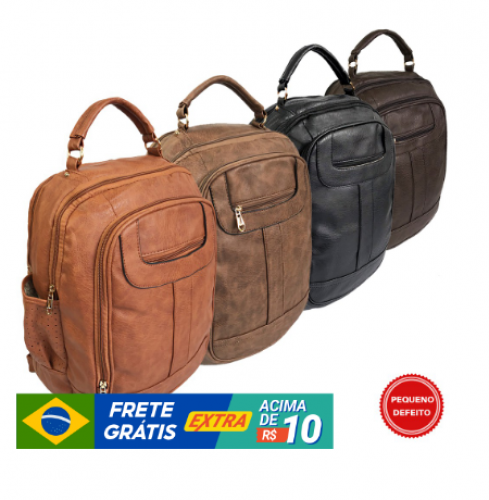 Mochila Bolsa Feminina Couro Grande Escolar Viagem Casual