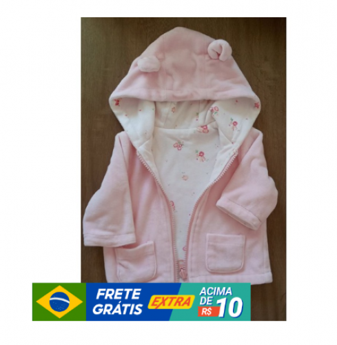 Casaco plush rosa dupla face acolchoado