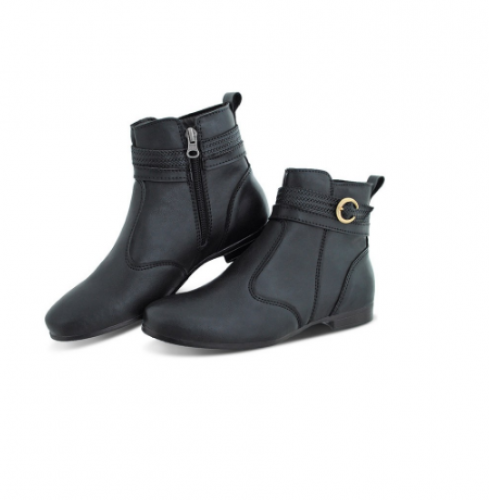 Bota Flat Feminina Cano Curto Macia Moderna Conforto Casual