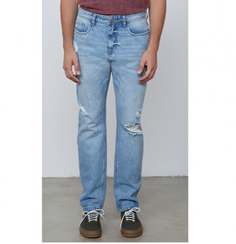 Calça Jeans Masculina Regular Em Algodão e Elastano – Azul claro