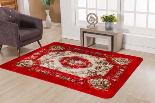 Tapete de Sala Estampado 2,00 x 2,40 Aveludado Tipo Indiano – Vermelho – Tapete Sala