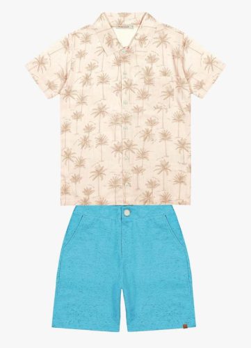 Trick Nick – Conjunto Infantil Camisa com Bermuda Bege