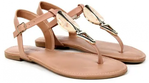Rasteira Look Fashion Dedo Pedra Metal