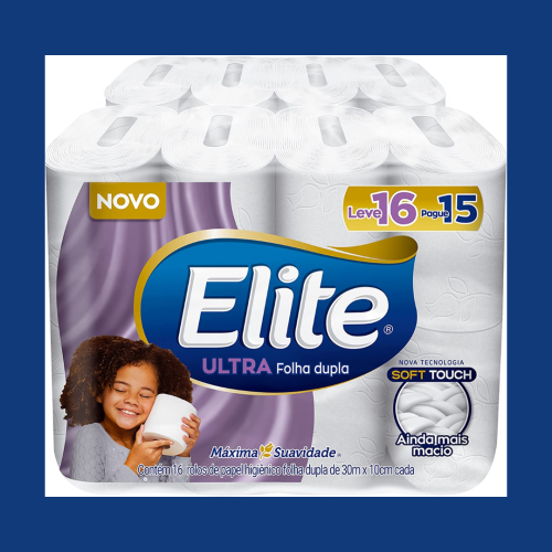 Papel Higiênico Elite Dualette Folha Dupla Ultra, 16 rolos
